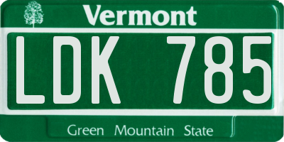 VT license plate LDK785