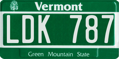 VT license plate LDK787