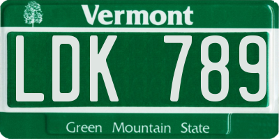 VT license plate LDK789