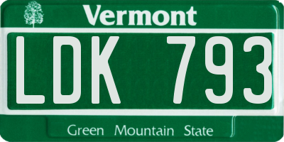 VT license plate LDK793
