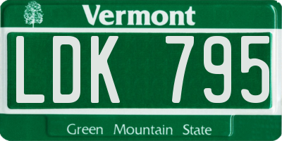 VT license plate LDK795