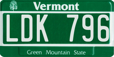 VT license plate LDK796