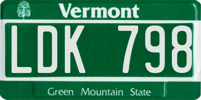 VT license plate LDK798