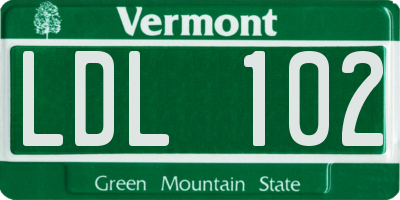 VT license plate LDL102
