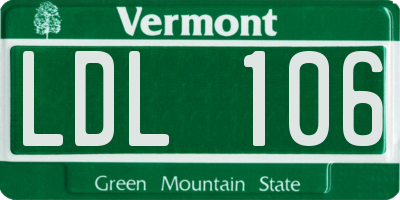 VT license plate LDL106