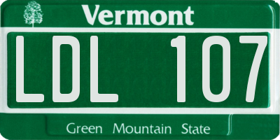VT license plate LDL107