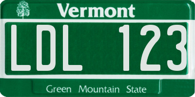 VT license plate LDL123
