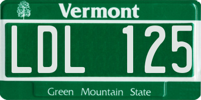 VT license plate LDL125