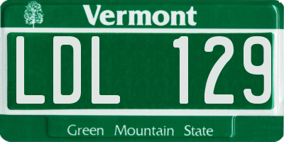 VT license plate LDL129