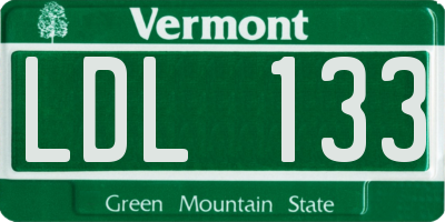 VT license plate LDL133
