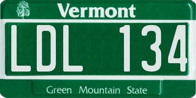 VT license plate LDL134