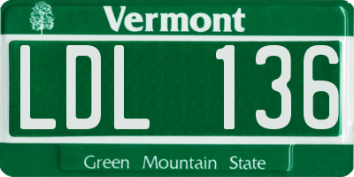 VT license plate LDL136