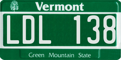VT license plate LDL138