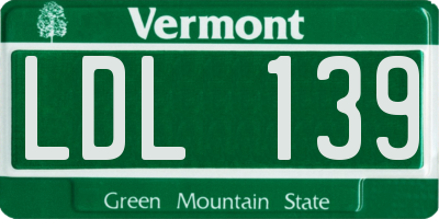 VT license plate LDL139