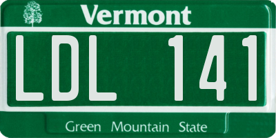 VT license plate LDL141