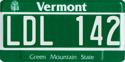 VT license plate LDL142