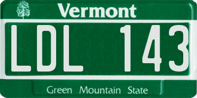 VT license plate LDL143
