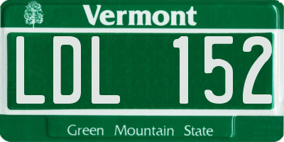 VT license plate LDL152