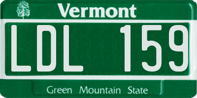 VT license plate LDL159