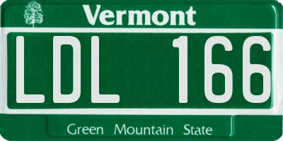 VT license plate LDL166
