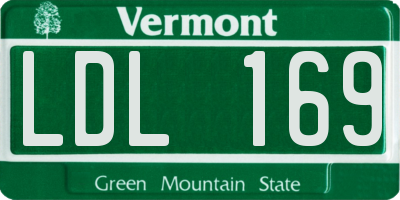 VT license plate LDL169