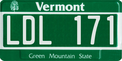 VT license plate LDL171
