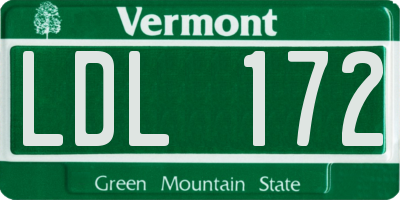 VT license plate LDL172