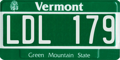 VT license plate LDL179