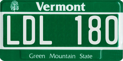 VT license plate LDL180