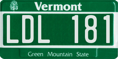 VT license plate LDL181