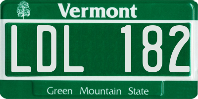VT license plate LDL182