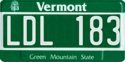 VT license plate LDL183