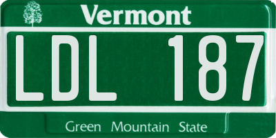 VT license plate LDL187