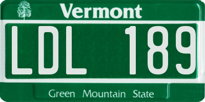 VT license plate LDL189