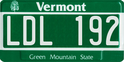 VT license plate LDL192