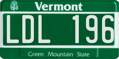 VT license plate LDL196
