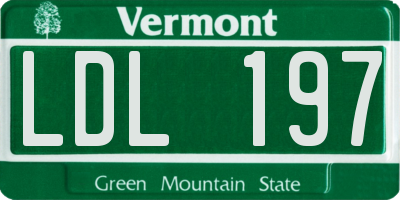 VT license plate LDL197