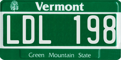 VT license plate LDL198