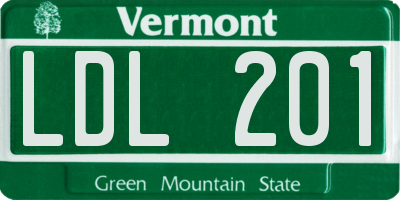 VT license plate LDL201