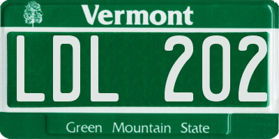 VT license plate LDL202