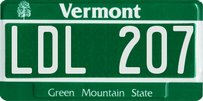 VT license plate LDL207