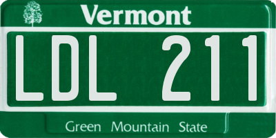 VT license plate LDL211