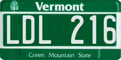 VT license plate LDL216