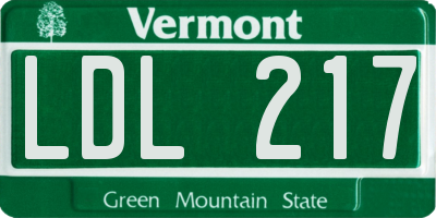 VT license plate LDL217