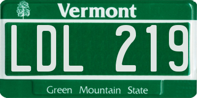 VT license plate LDL219