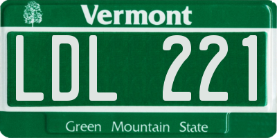 VT license plate LDL221