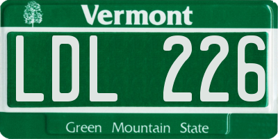 VT license plate LDL226