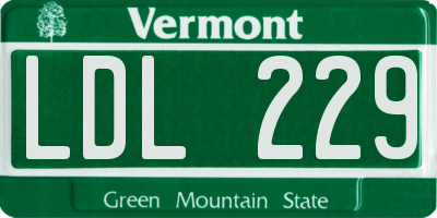 VT license plate LDL229