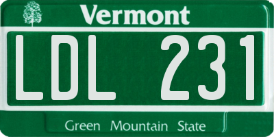 VT license plate LDL231