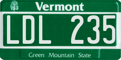 VT license plate LDL235